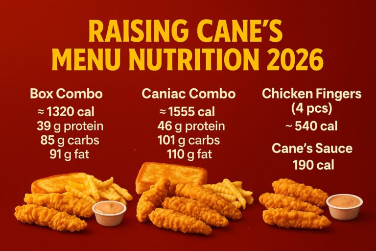 Cane’s Menu Nutrition 2026